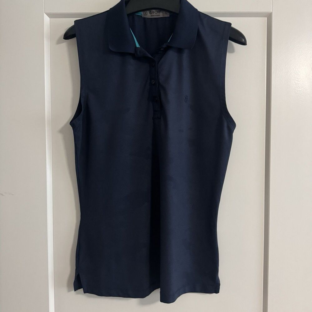 G/FORE Navy Blue Subtle Camo Silky Tech Sleeveless Polo Golf Shirt - XL $110